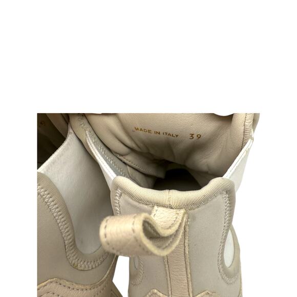 Prada Vanilla Leather and Neoprene Lace Up Combat Platform Boots Size 39 - Picture 4 of 12